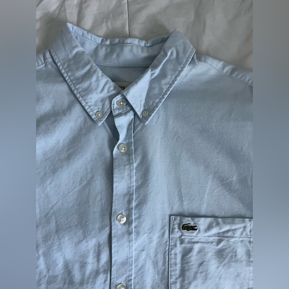 Lacoste men button up shirt short sleeve size large regular fit